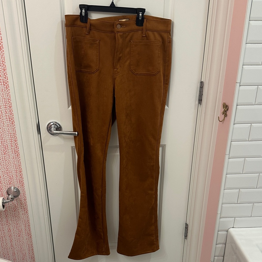 MOTHER Jeans velvet cognac brown pants The Patch Slacker in Soft Core size 32